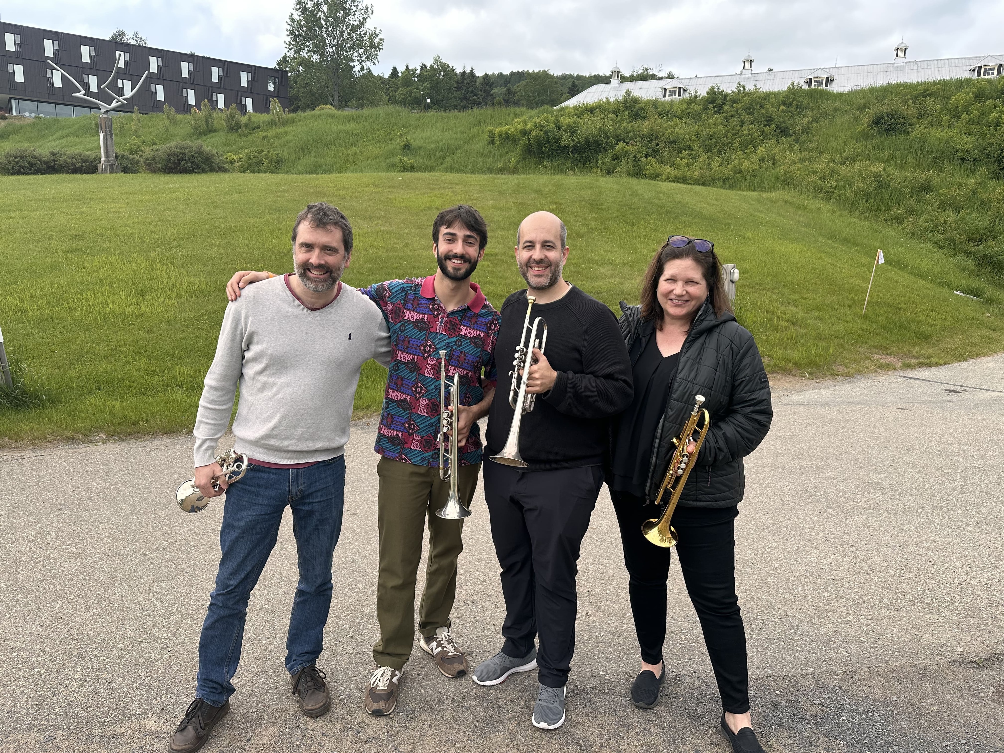 With mentors Stephane Beaulac, Giuliano Sommerhalder, and Manon Lafrance at Domaine Forget de Charlevoix in Quebec